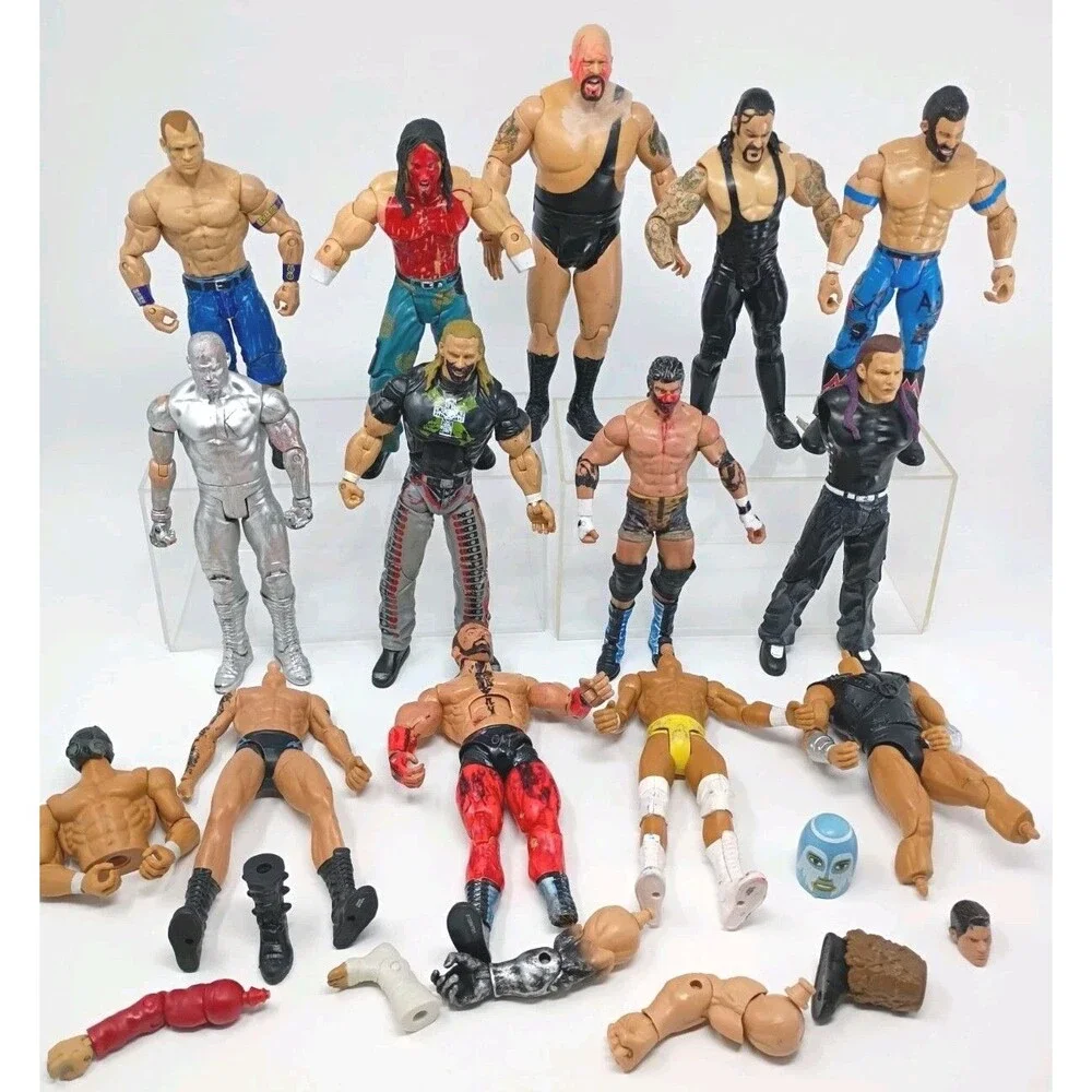 Lot Of 14 WWE/WWF  Wrestling Action Figure Various Years 90s 00s PARTS